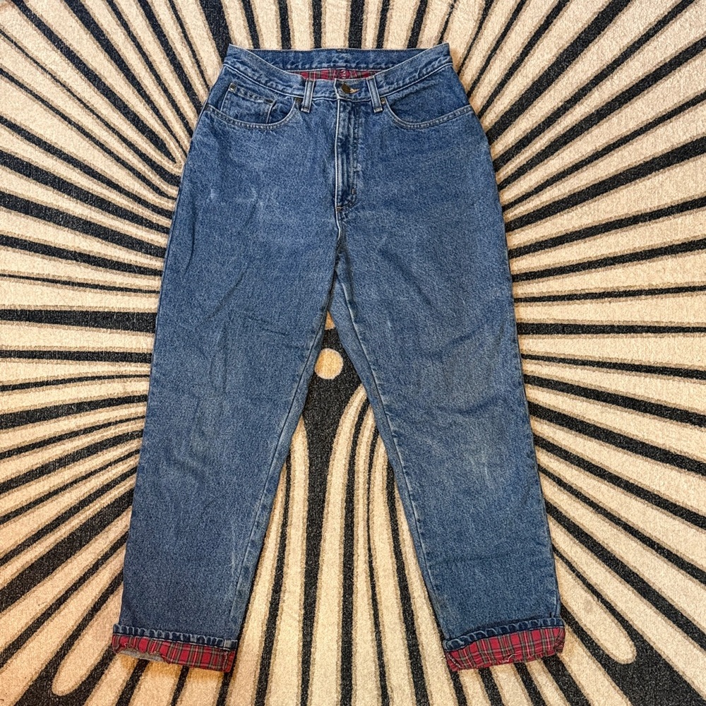 Vintage L.L. Bean Straight Women's Jeans with Plaid Lining Throughout - Size 10R